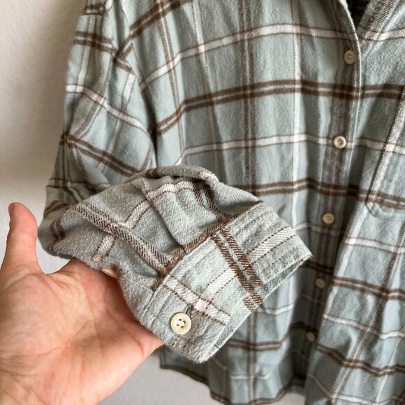 MADEWELL Flannel Frosted Sage Long Sleeve Boxy Shirt Womens Medium - Picture 5 of 7